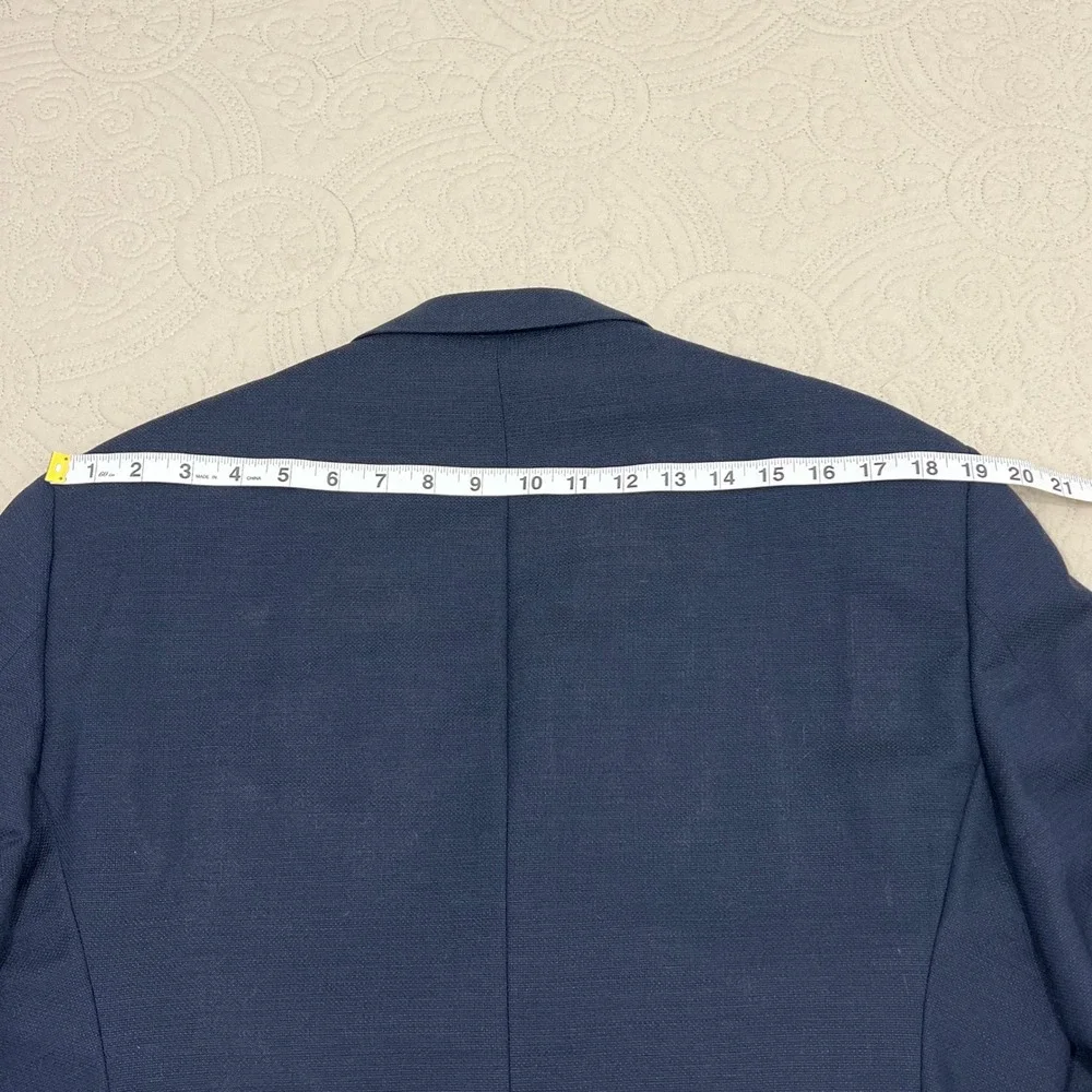 Armani Collezioni Mens Navy Blue Wool Hopsack‎ 2-Button Blazer Sport Coat 44R